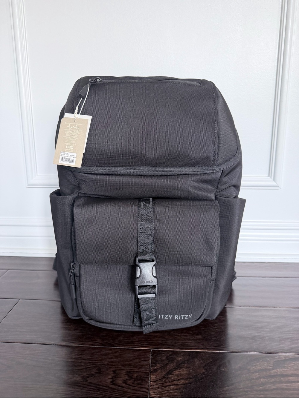 Itzy Ritzy Black Men's Backpack with Front Buckle